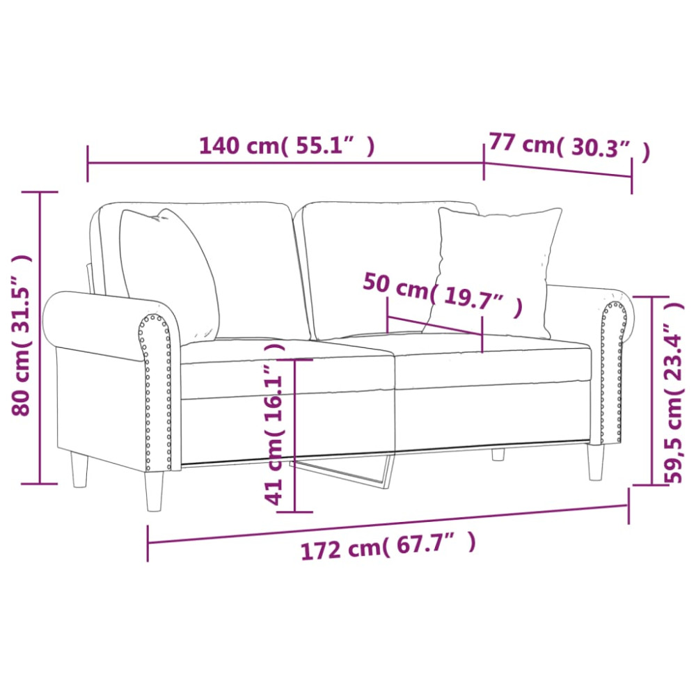Produktbild för 2-sitssoffa med prydnadskuddar gul 140 cm sammet