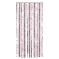 Produktbild för Insektsgardin silvergrå och rosa 100x200 cm chenille