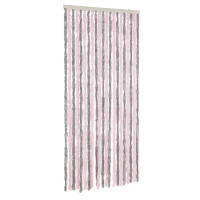 Produktbild för Insektsgardin silvergrå och rosa 90x220 cm chenille