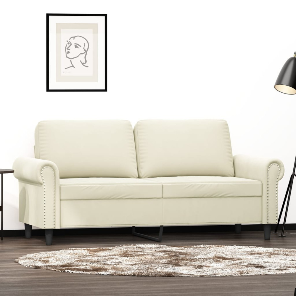 Produktbild för Soffa 2-sits gräddvit 140 cm sammet
