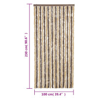 Produktbild för Insektsgardin mörkbrun och beige 100x230 cm chenille