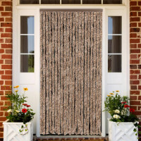 Produktbild för Insektsgardin beige och mörkbrun 90x220 cm chenille