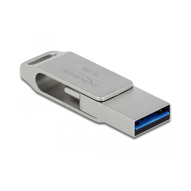 Produktbild för DeLOCK 54075 USB-sticka 64 GB USB Type-A / USB Type-C 3.2 Gen 1 (3.1 Gen 1) Silver