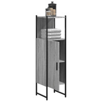 Produktbild för Badrumsskåp grå sonoma 33x33x120,5 cm konstruerat trä