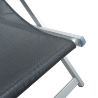 Produktbild för Strandstolar hopfällbara 2 st grå aluminium och textilen