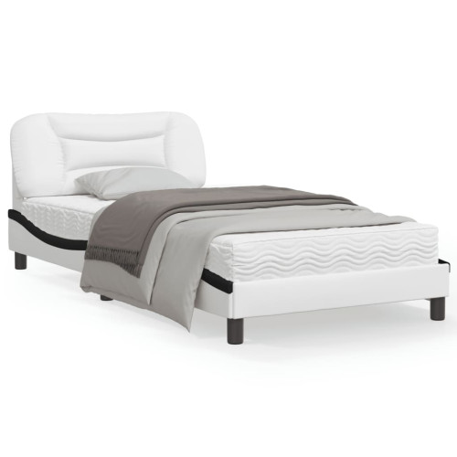 vidaXL Bed Frame without Mattress "Hvar" White and Black 100x200 cm Faux Leather - Sängar & Sängramar