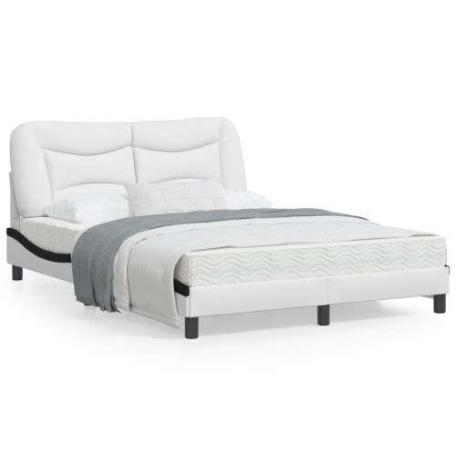 vidaXL Bed Frame without Mattress "Hvar" White and Black 140x200 cm Faux Leather - Sängar & Sängramar