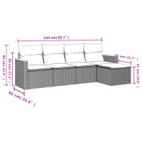 Produktbild för Soffgrupp för trädgården med dynor 5 delar beige konstrotting