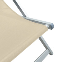 Produktbild för Strandstolar hopfällbara 2 st gräddvit aluminium och textilen