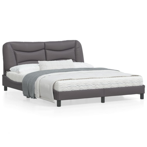 vidaXL Bed Frame without Mattress "Hvar" Grey 160x200 cm Faux Leather - Sängar & Sängramar
