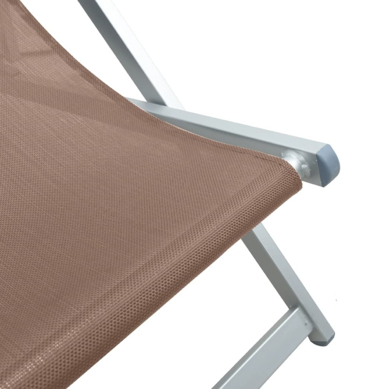 Produktbild för Strandstolar hopfällbara 2 st brun aluminium och textilen