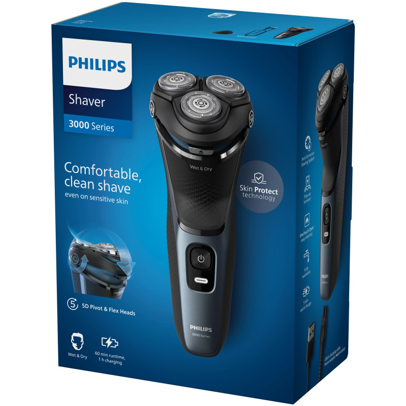 Produktbild för Philips Shaver 3000 Series S3144/00 Elektrisk rakapparat för våt- och torrakning