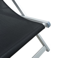 Produktbild för Strandstolar hopfällbara 2 st svart aluminium och textilen