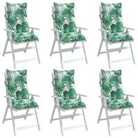 Produktbild för Stolsdynor för stolar med hög rygg 6 st bladmönster oxfordtyg