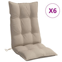 Produktbild för Stolsdynor för stolar med hög rygg 6 st taupe oxfordtyg