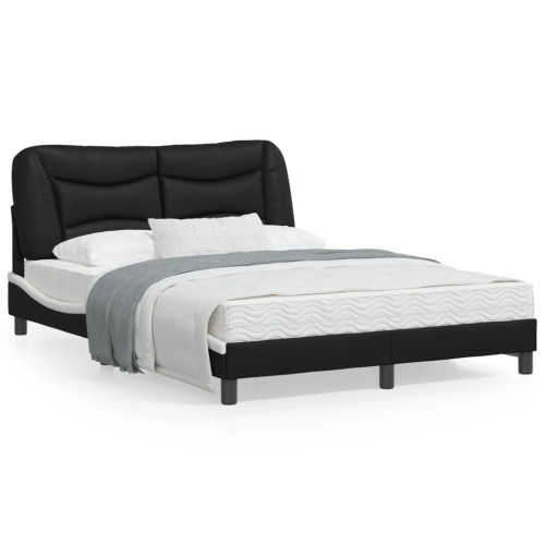 vidaXL Bed Frame without Mattress "Hvar" Black and White 140x200 cm Faux Leather - Sängar & Sängramar