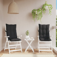 Produktbild för Stolsdynor för stolar med hög rygg 2 st svart oxfordtyg