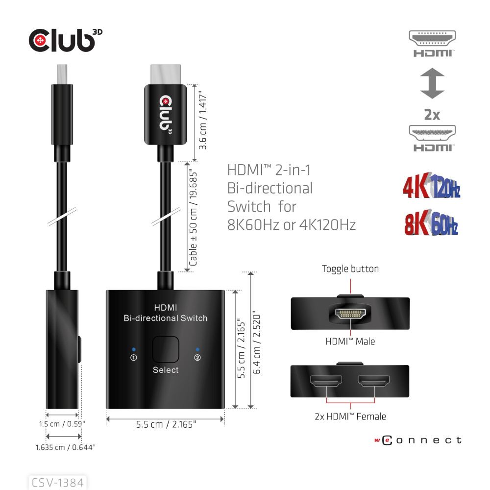 Produktbild för CLUB3D CSV-1384 KVM-switchar