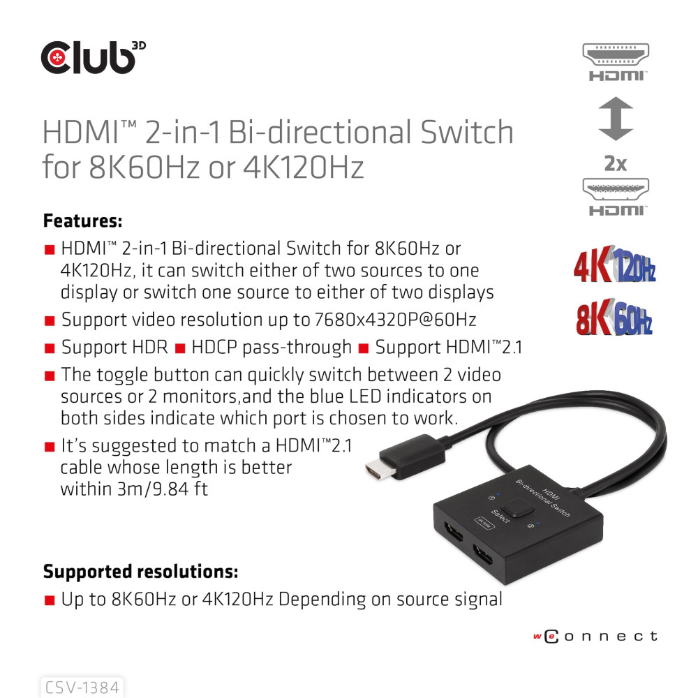 Produktbild för CLUB3D CSV-1384 KVM-switchar