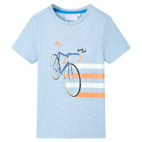 Produktbild för T-shirt för barn mjuk blå melerad 104