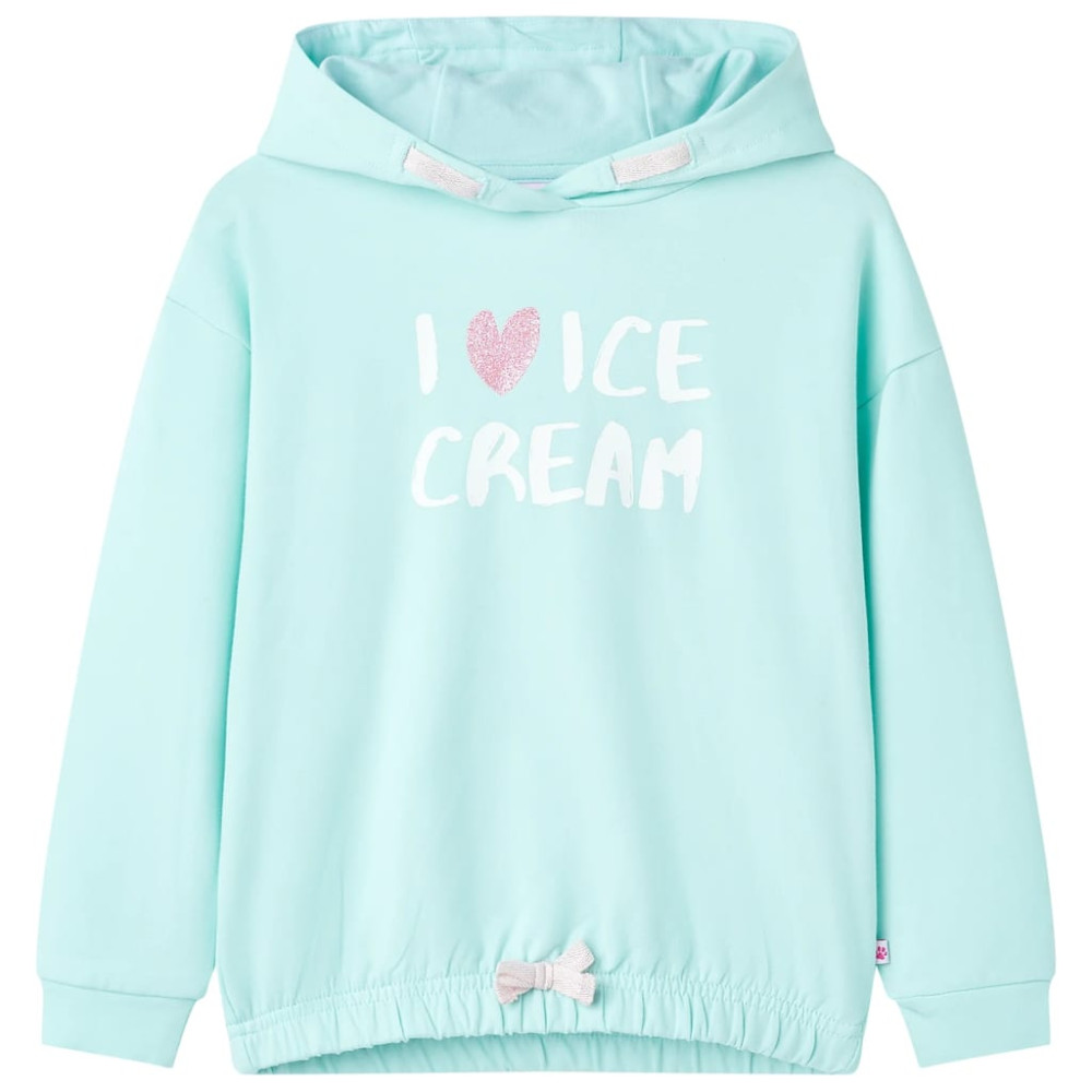 Produktbild för Barnhoodie ljus aqua 104