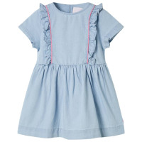 Produktbild för Barnklänning med volanger mjuk blå 104