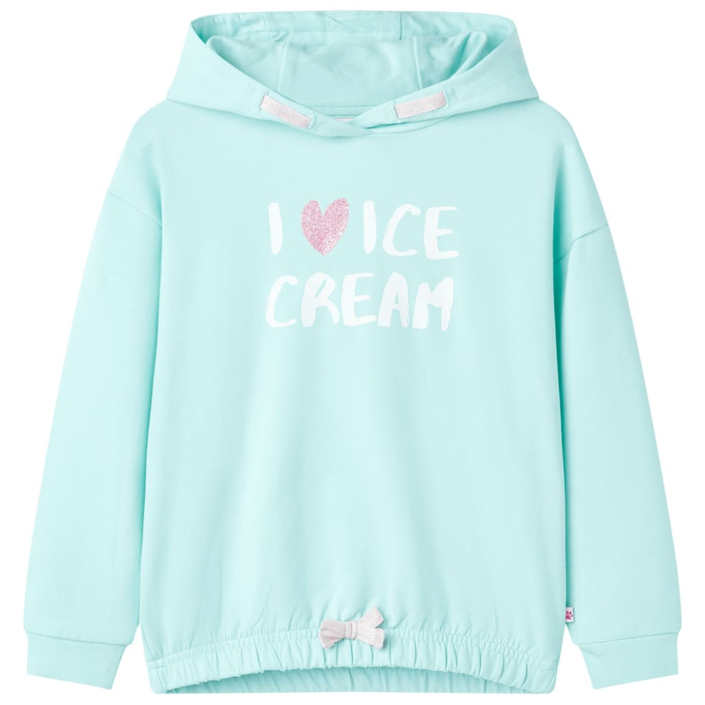Produktbild för Barnhoodie ljus aqua 128