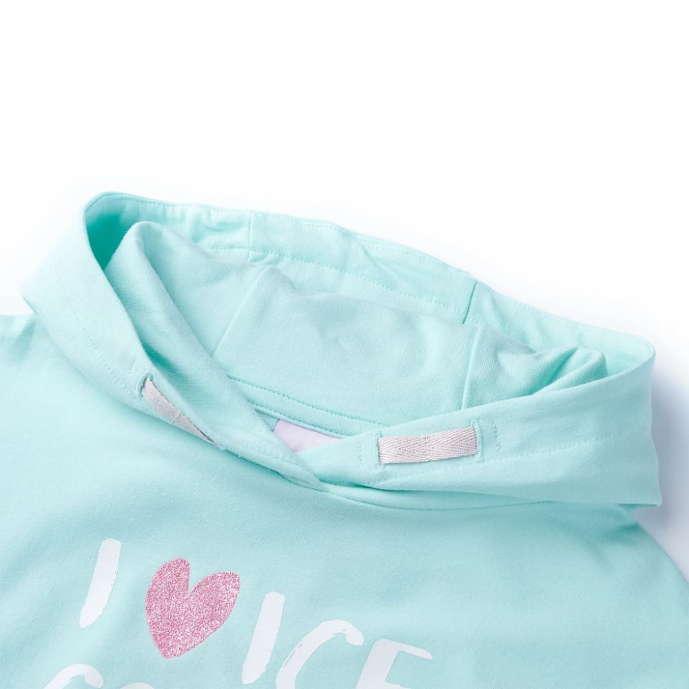Produktbild för Barnhoodie ljus aqua 128