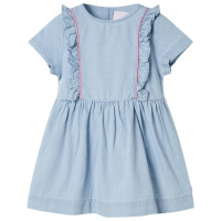 Produktbild för Barnklänning med volanger mjuk blå 128