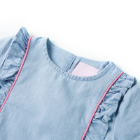 Produktbild för Barnklänning med volanger mjuk blå 128