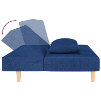 Produktbild för Bäddsoffa 2-sits med två kuddar blå tyg