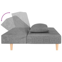 Produktbild för Bäddsoffa 2-sits med två kuddar ljusgrå tyg