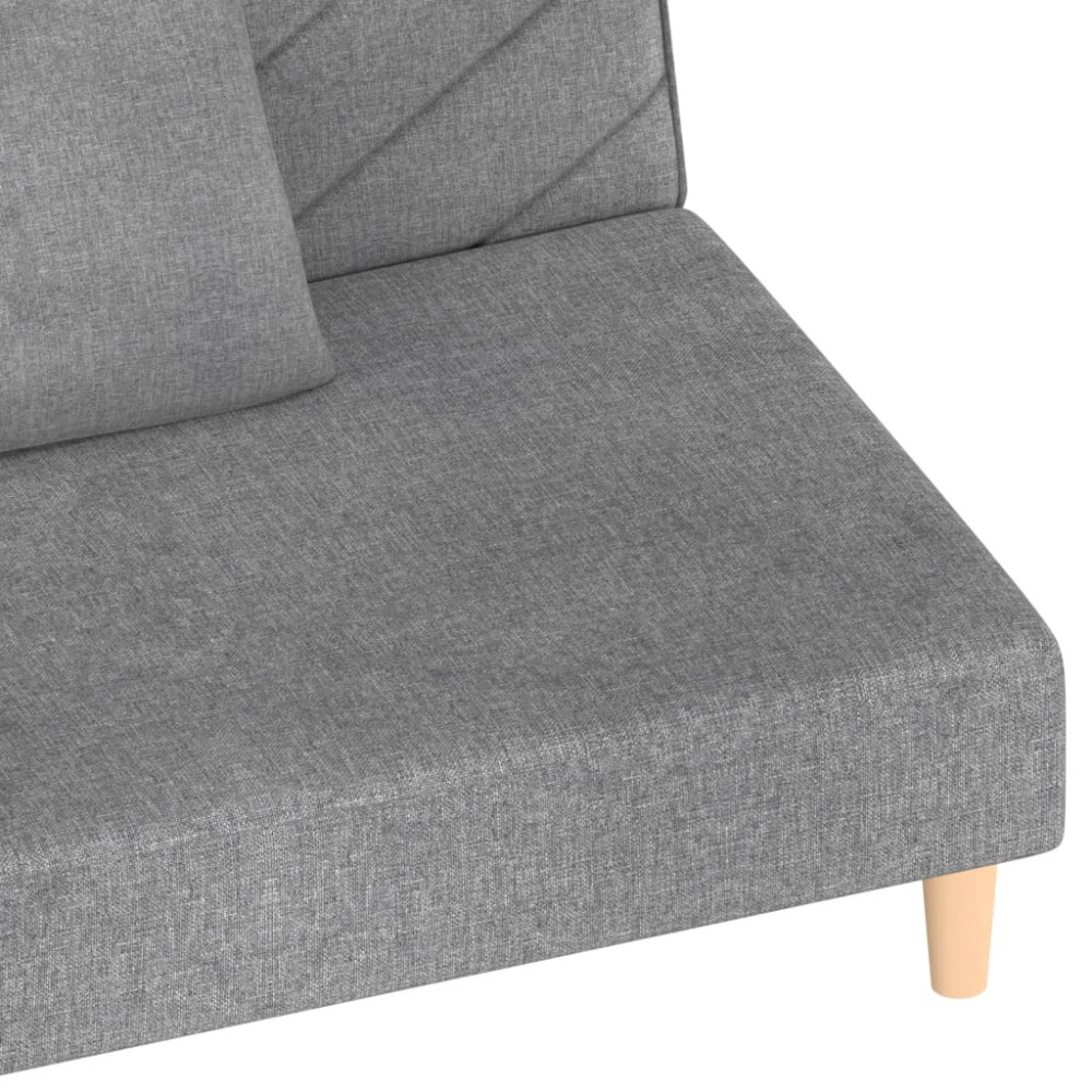 Produktbild för Bäddsoffa 2-sits med två kuddar ljusgrå tyg