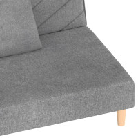 Produktbild för Bäddsoffa 2-sits med två kuddar ljusgrå tyg