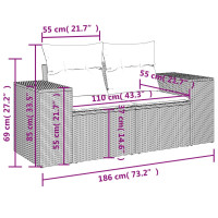 Produktbild för Soffgrupp för trädgården med dynor 7 delar grå konstrotting