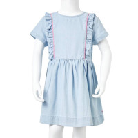 Produktbild för Barnklänning med volanger mjuk blå 92