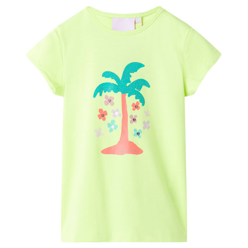 vidaXL T-shirt för barn fluorgul 104