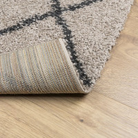 Produktbild för Ryamatta PAMPLONA lång lugg modern beige & antracit 60x110 cm