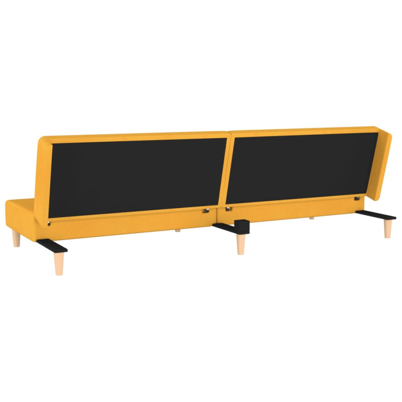 Produktbild för Bäddsoffa 2-sits med två kuddar gul tyg