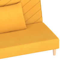 Miniatyr av produktbild för Bäddsoffa 2-sits med två kuddar gul tyg