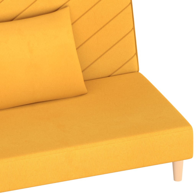 Produktbild för Bäddsoffa 2-sits med två kuddar gul tyg