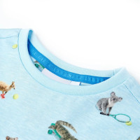 Produktbild för T-shirt för barn ljusblå melange 140
