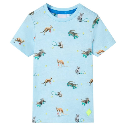 vidaXL T-shirt för barn ljusblå melange 128