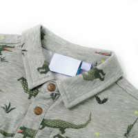 Produktbild för Barnskjorta ljus khaki melange 140
