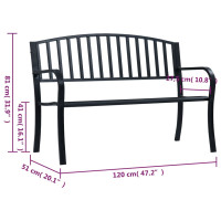 Produktbild för Trädgårdsbänk svart 120 cm stål