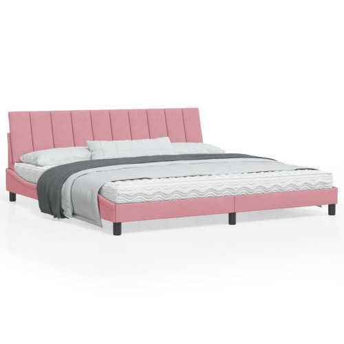 vidaXL Bed Frame without Mattress "Hanko" Pink 200x200 cm Velvet - Sängar & Sängramar