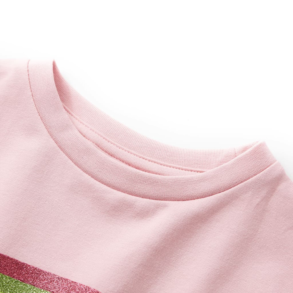 Produktbild för Barnklänning med dragsko ljus rosa 128