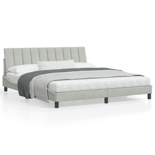 vidaXL Bed Frame without Mattress "Hanko" Light Grey 180x200 cm Velvet - Sängar & Sängramar