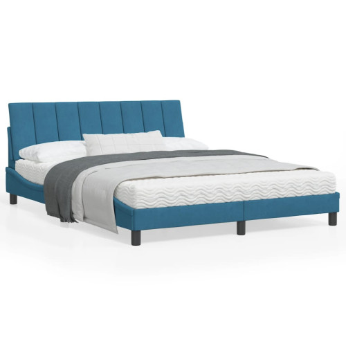 vidaXL Bed Frame without Mattress "Hanko" Blue 160x200 cm Velvet - Sängar & Sängramar