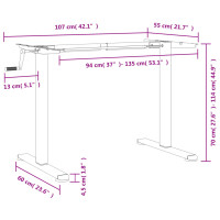 Produktbild för Stativ för höjbart skrivbord (94-135)x60x(70-114) cm stål